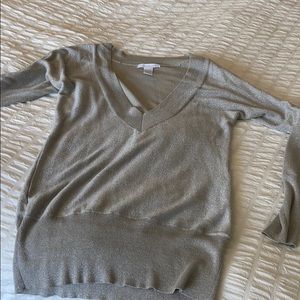 Silver glitter v neck tunic sweater L